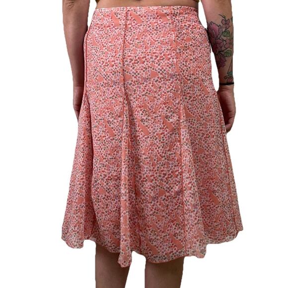 Y2K Dot Midi Skirt Pink Sheer Layered Lined Size 12 Coquette Dainty Ballet - Picture 2 of 11